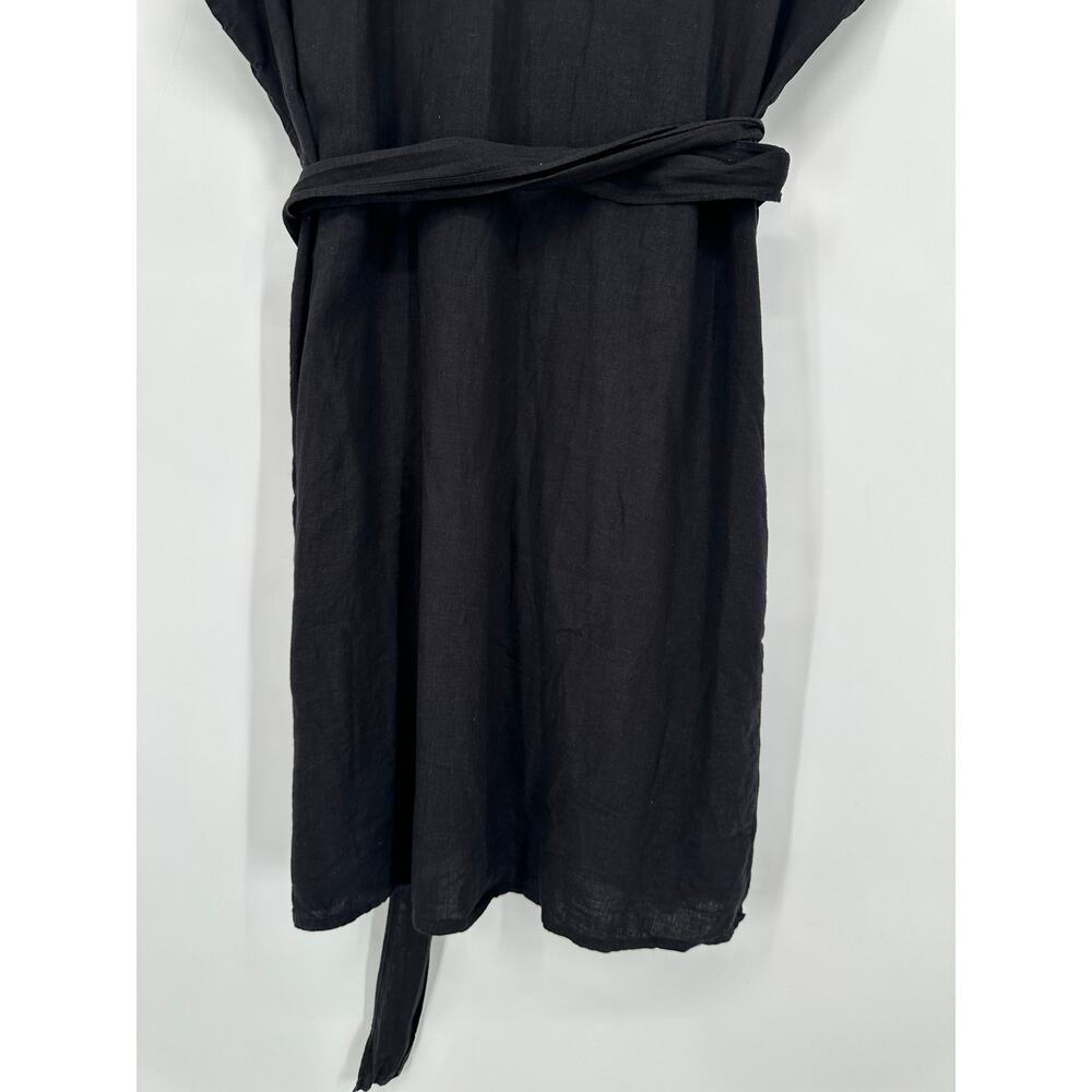 Universal Standard Tracy Linen Blend Tulip Wrap Dress Short Sleeve Belted Midi - Picture 10 of 14